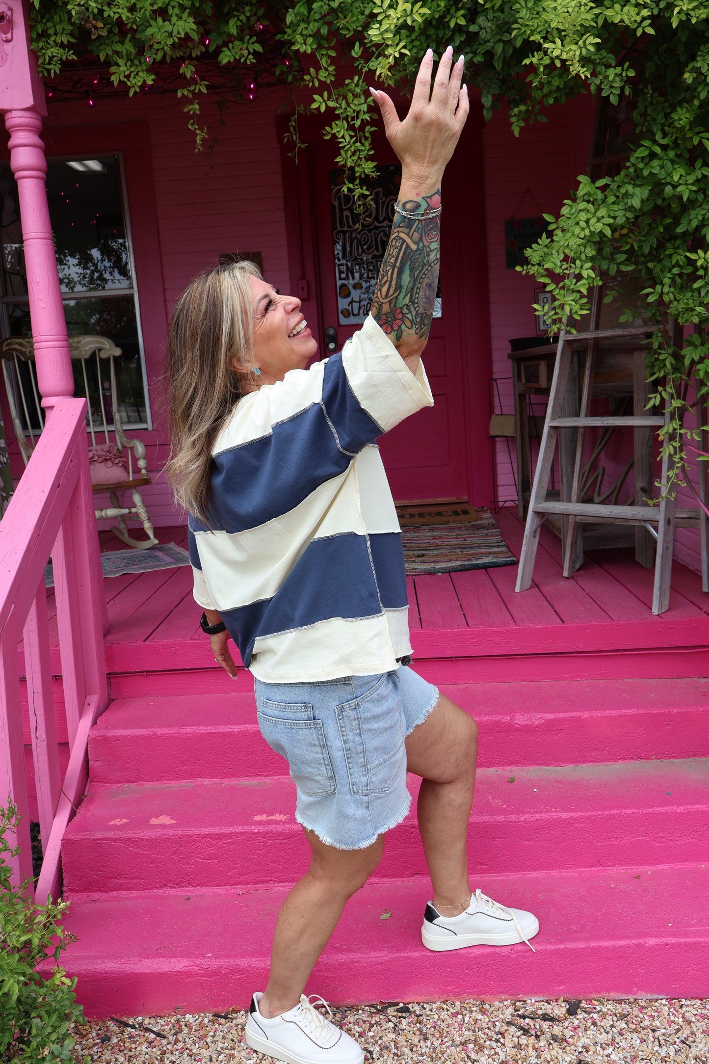 Oversized Navy Striped Tee
