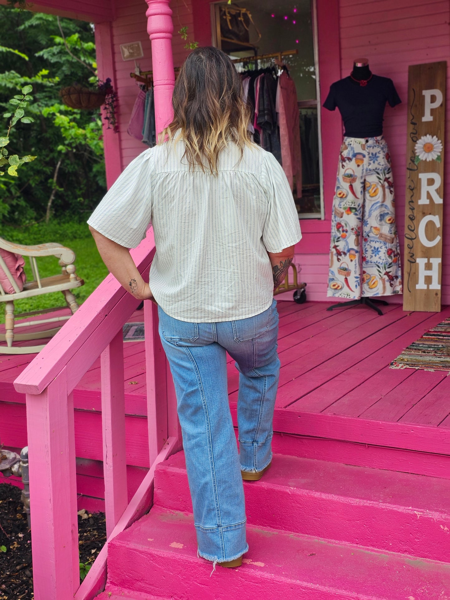 Cropped Button Down Top