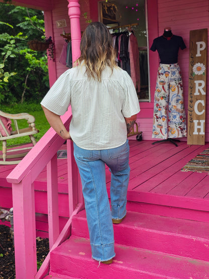 Cropped Button Down Top