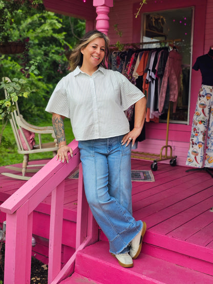 Cropped Button Down Top