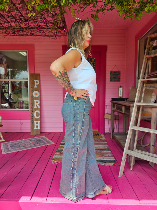 Stretchy Scalloped Jeans