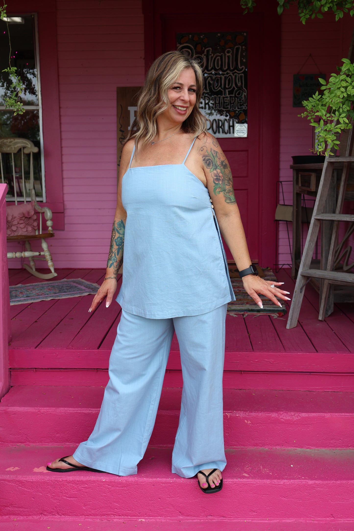 Blue Linen Set