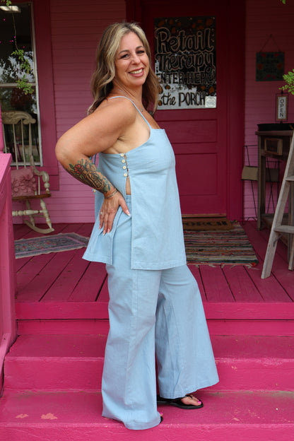 Blue Linen Set