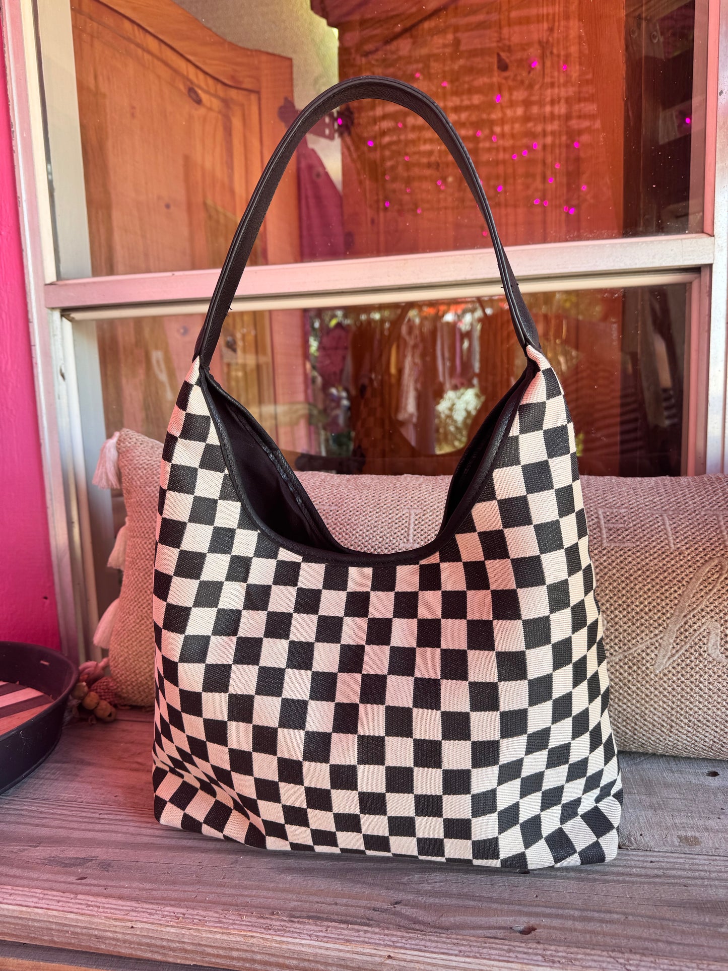Checkered Hobo Bag