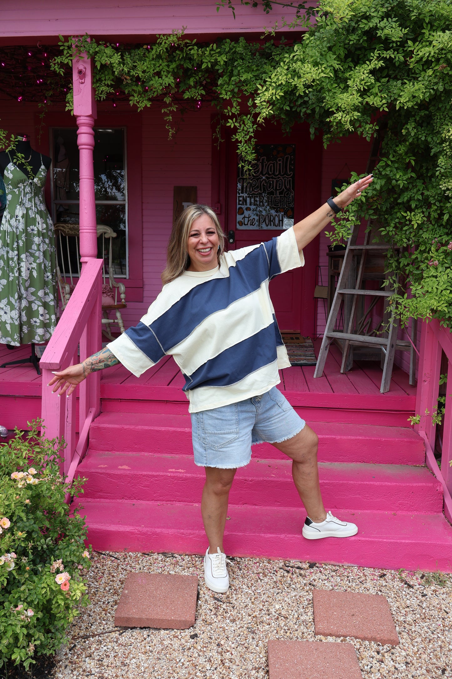 Oversized Navy Striped Tee