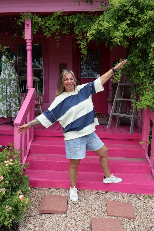 Oversized Navy Striped Tee