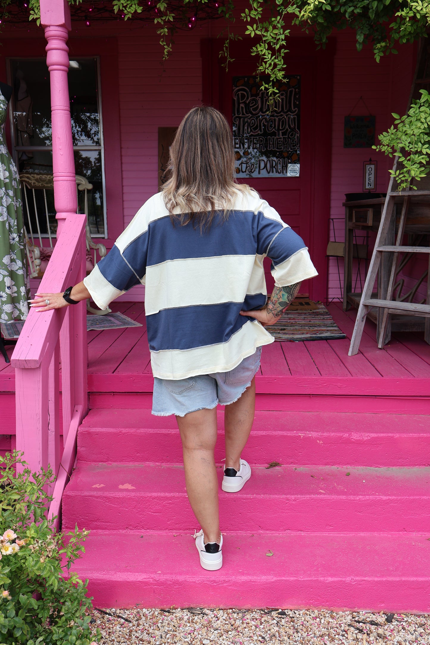 Oversized Navy Striped Tee