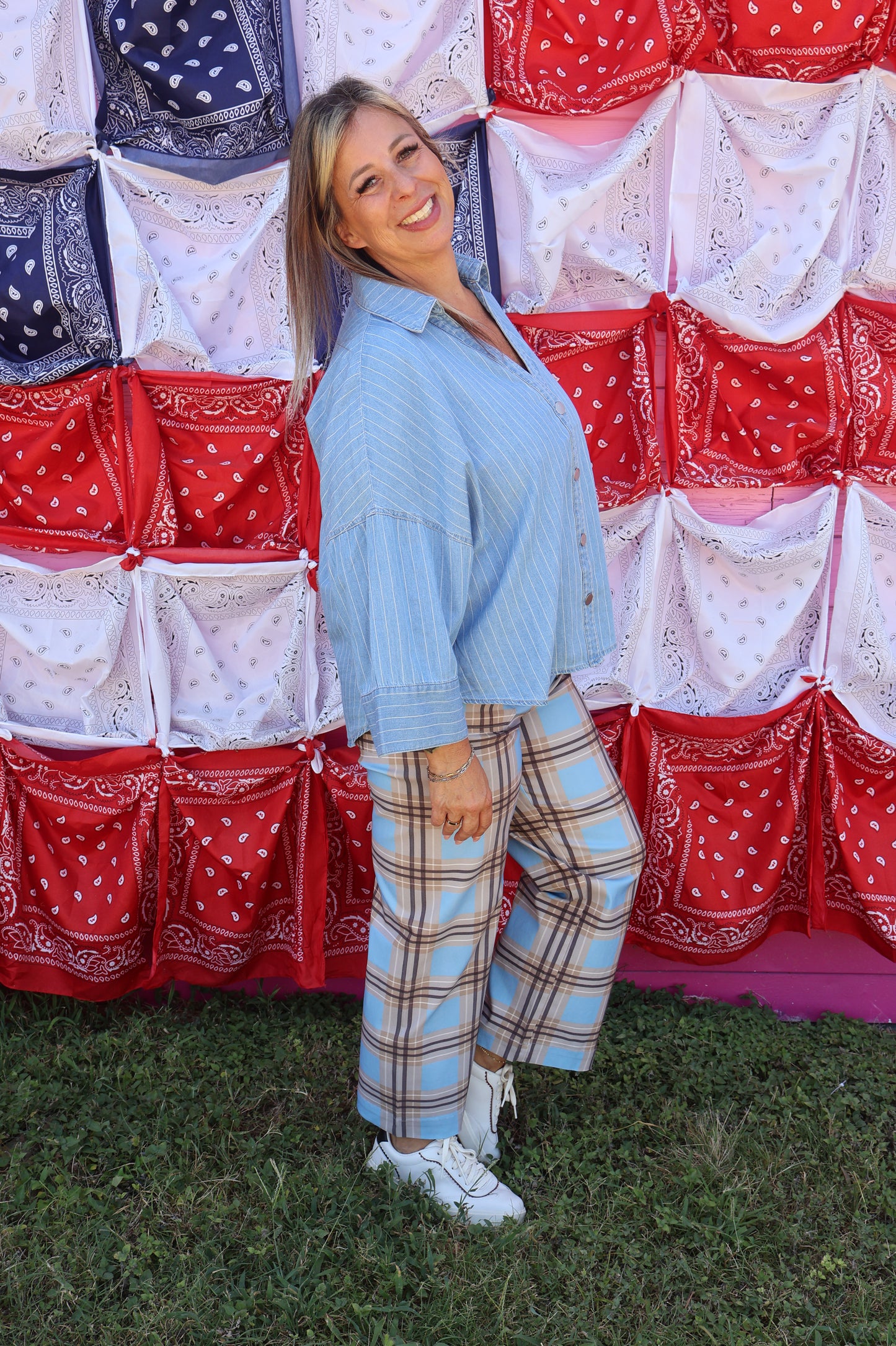 Light Denim Striped Top