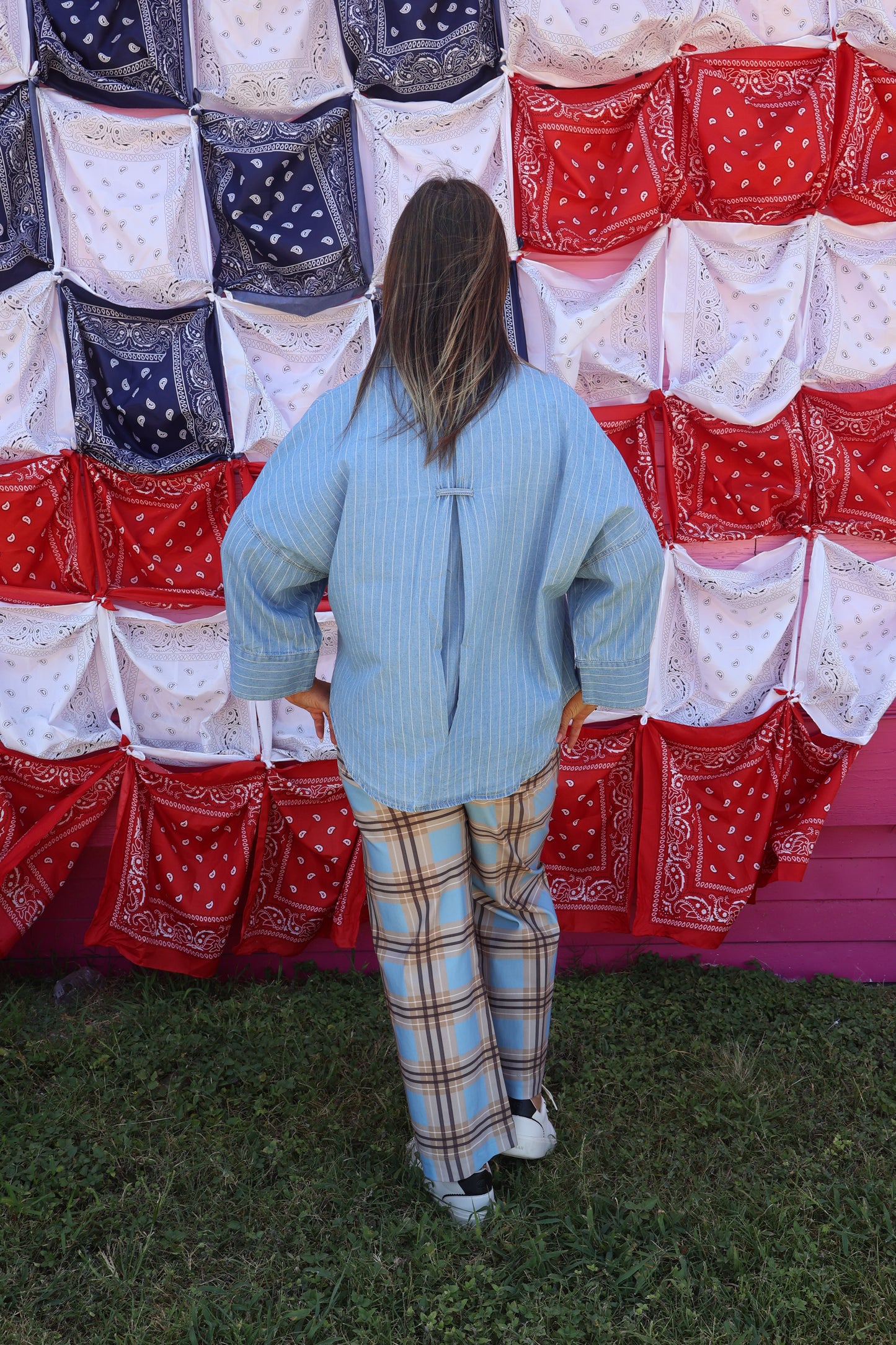 Light Denim Striped Top