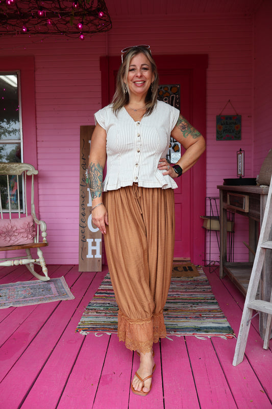 Oatmeal Pleated Top