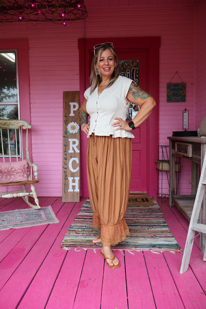 Oatmeal Pleated Top