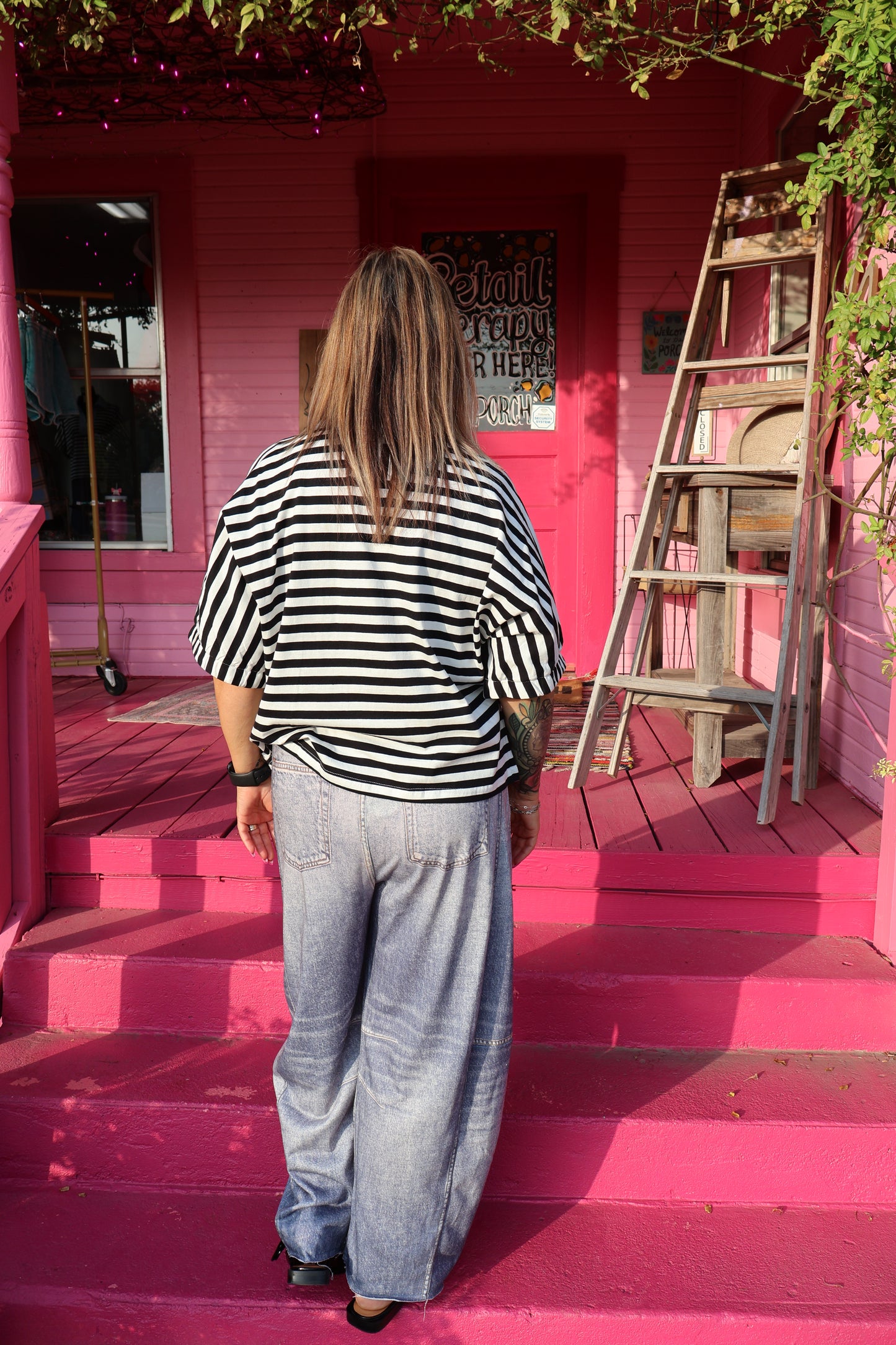 Striped Blue Collar Top