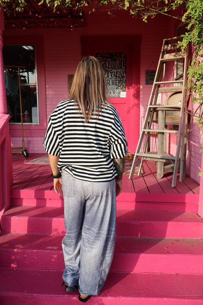 Striped Blue Collar Top